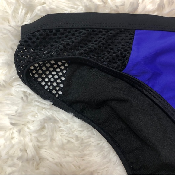 NWOT Venus Electric Blue & Black Mesh Two Piece Bikini, Sz. S or 8 Top, 6 Bottom - Picture 3 of 9